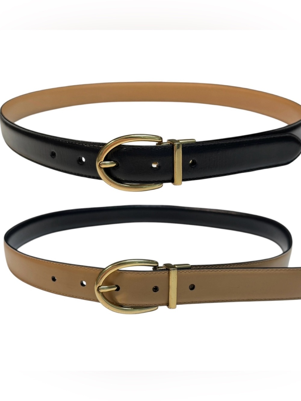 Lauren Ralph Lauren Reversible Black Tan Leather Belt - Women's Medium